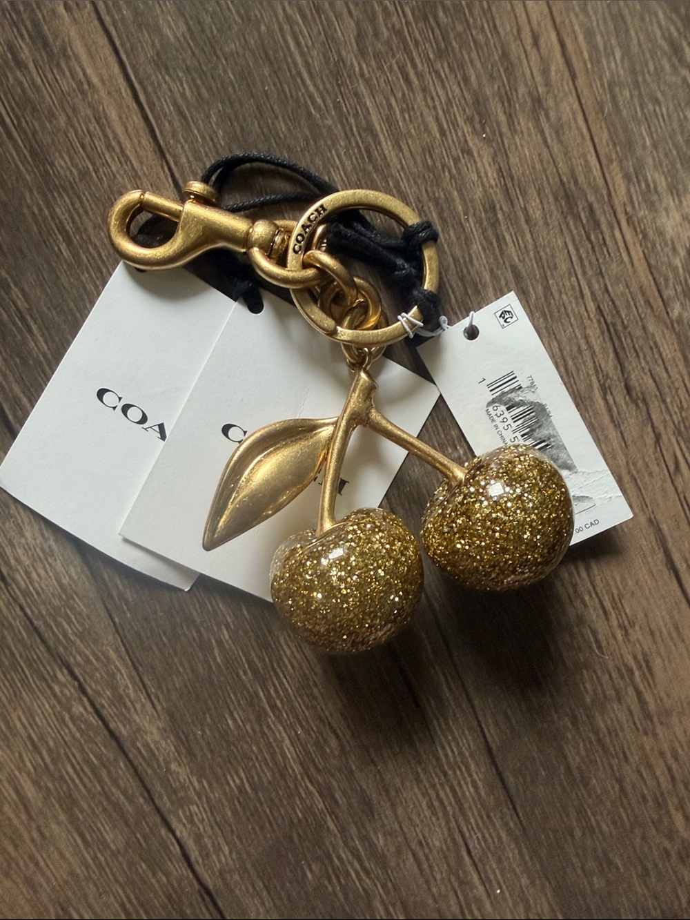 Coach Gold Glitter Cherry Key Charm